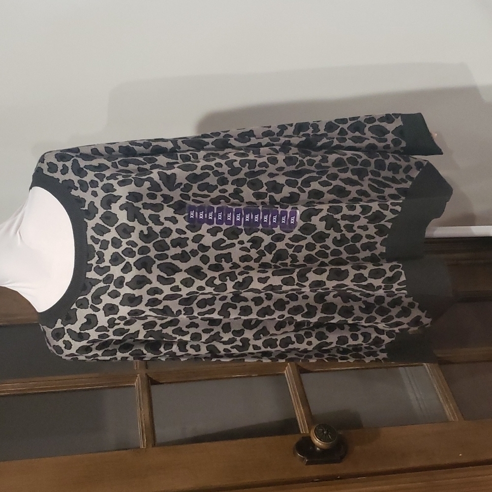 ISAAC Mizrahi Leopard Print High Low Hemline Tunic NWT
